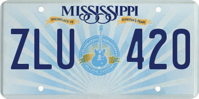 MS license plate ZLU420