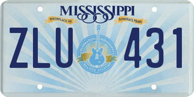 MS license plate ZLU431