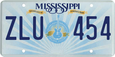 MS license plate ZLU454