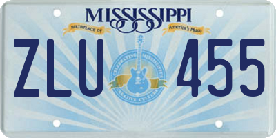 MS license plate ZLU455