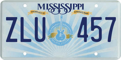 MS license plate ZLU457