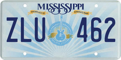 MS license plate ZLU462