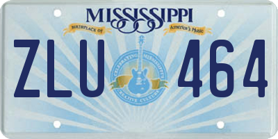 MS license plate ZLU464