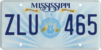 MS license plate ZLU465