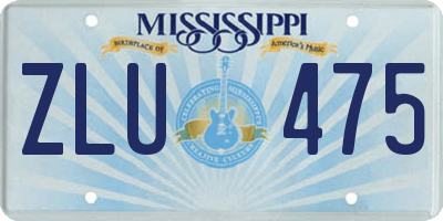 MS license plate ZLU475