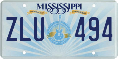 MS license plate ZLU494