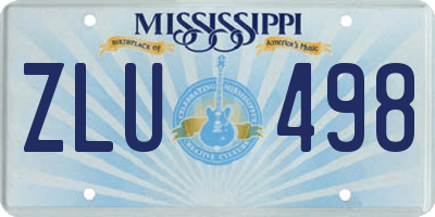 MS license plate ZLU498