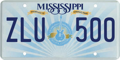 MS license plate ZLU500