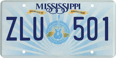 MS license plate ZLU501