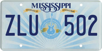 MS license plate ZLU502