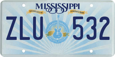 MS license plate ZLU532