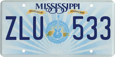 MS license plate ZLU533