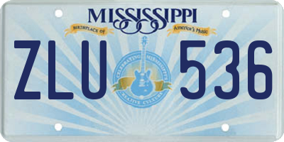 MS license plate ZLU536