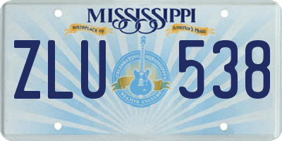 MS license plate ZLU538