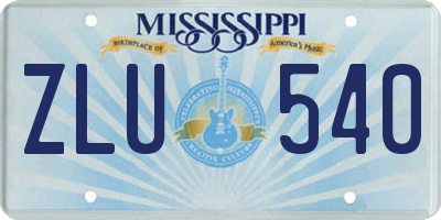 MS license plate ZLU540