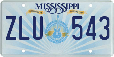MS license plate ZLU543