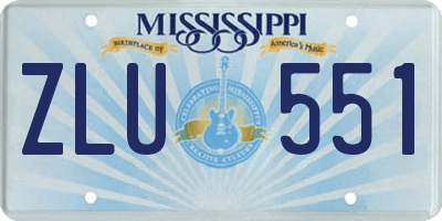 MS license plate ZLU551