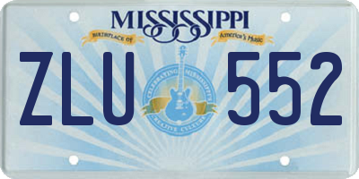MS license plate ZLU552