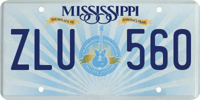MS license plate ZLU560