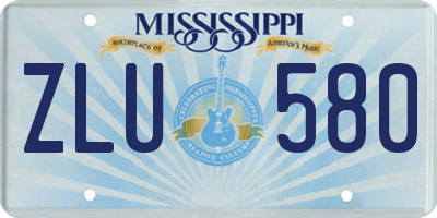 MS license plate ZLU580