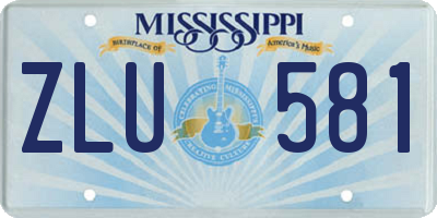 MS license plate ZLU581