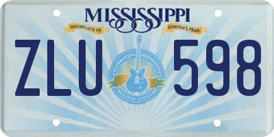 MS license plate ZLU598