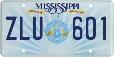 MS license plate ZLU601
