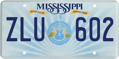 MS license plate ZLU602