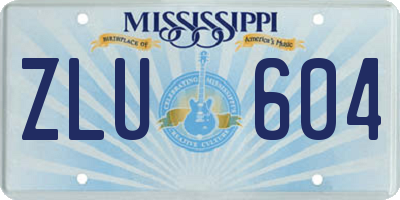 MS license plate ZLU604