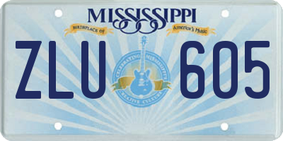 MS license plate ZLU605