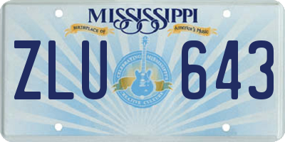 MS license plate ZLU643