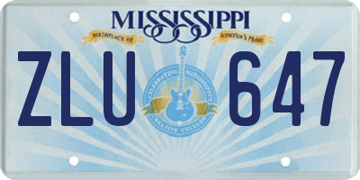 MS license plate ZLU647