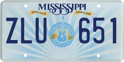MS license plate ZLU651