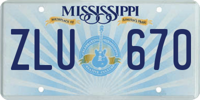 MS license plate ZLU670