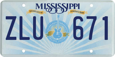 MS license plate ZLU671