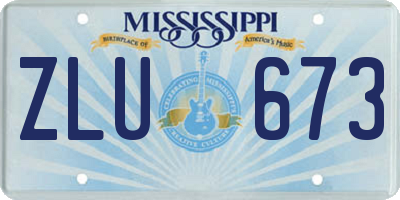 MS license plate ZLU673