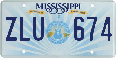 MS license plate ZLU674