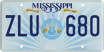 MS license plate ZLU680