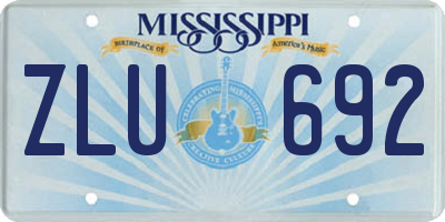 MS license plate ZLU692