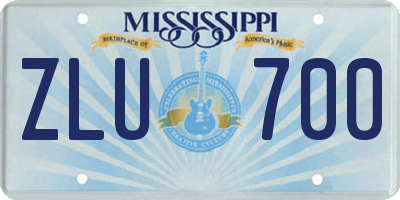MS license plate ZLU700