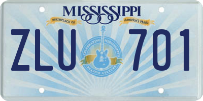 MS license plate ZLU701