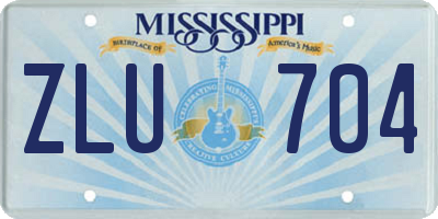 MS license plate ZLU704
