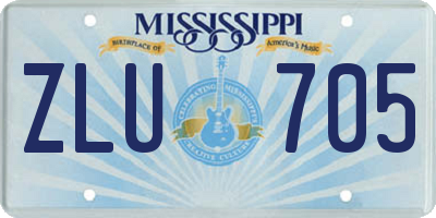 MS license plate ZLU705