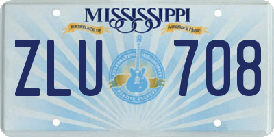 MS license plate ZLU708