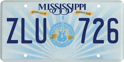 MS license plate ZLU726