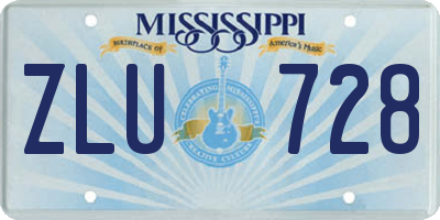 MS license plate ZLU728