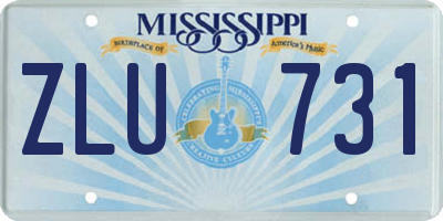 MS license plate ZLU731