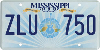 MS license plate ZLU750