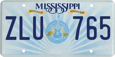 MS license plate ZLU765