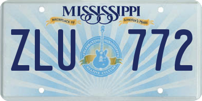 MS license plate ZLU772